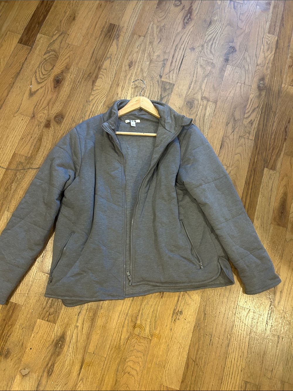Women’s Three Dots Gray Quilted Zip-Up Jacket